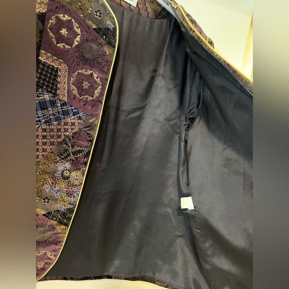 Koret vintage Women's Patchwork micro velvet Jacket blazer- Purple and Brown - Picture 8 of 13